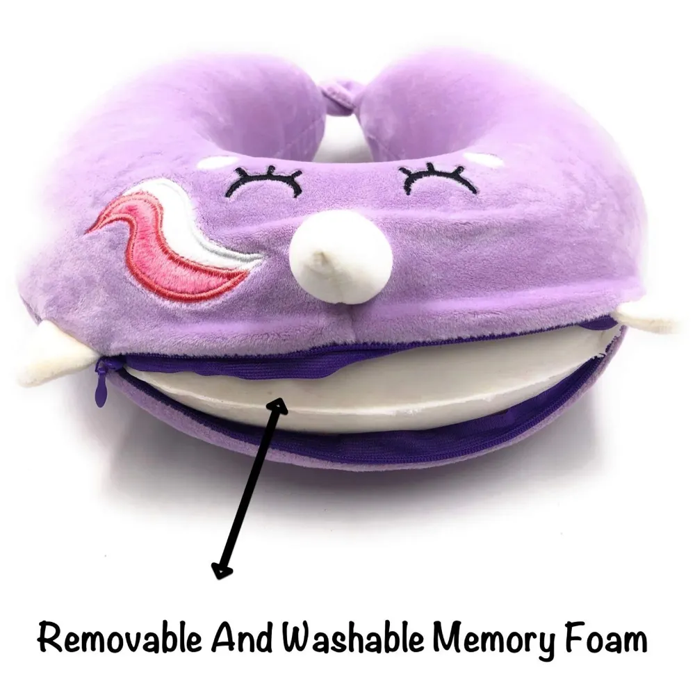 Velvet Neck Pillow (Set of 3) (Purple_neck pillow)