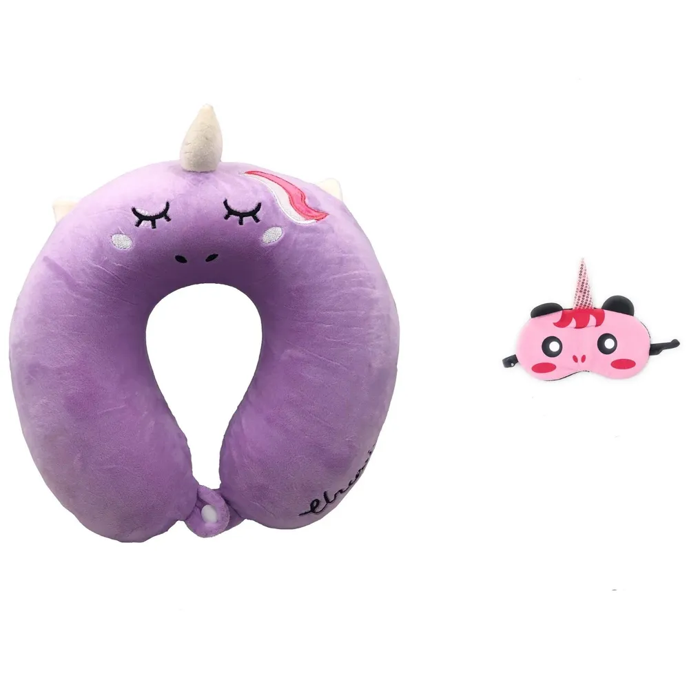 Velvet Neck Pillow (Set of 3) (Purple_neck pillow)