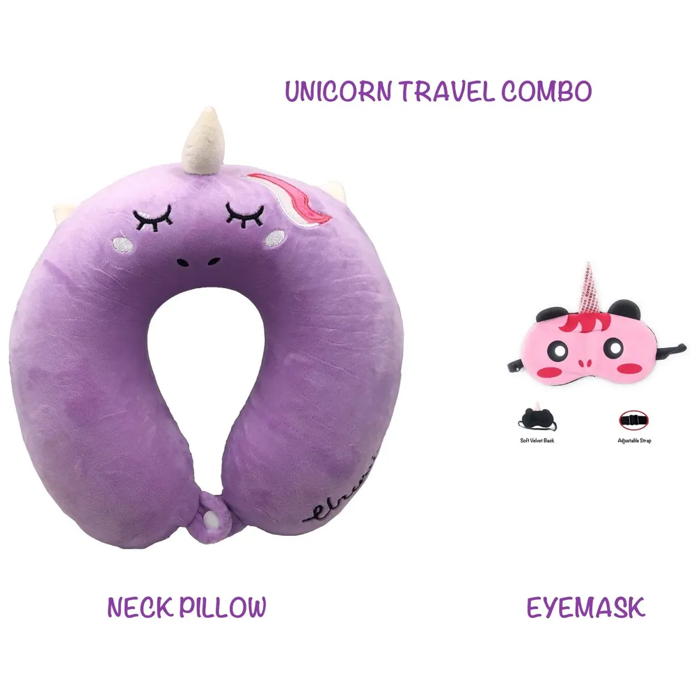 Velvet Neck Pillow (Set of 3) (Purple_neck pillow)