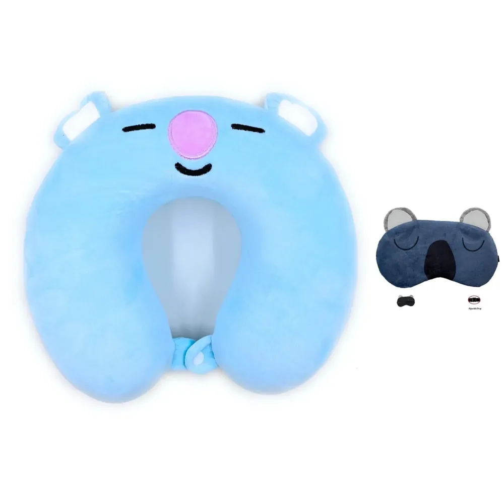 Velvet Neck Pillow (Set of 3) (Blue_neck pillow)
