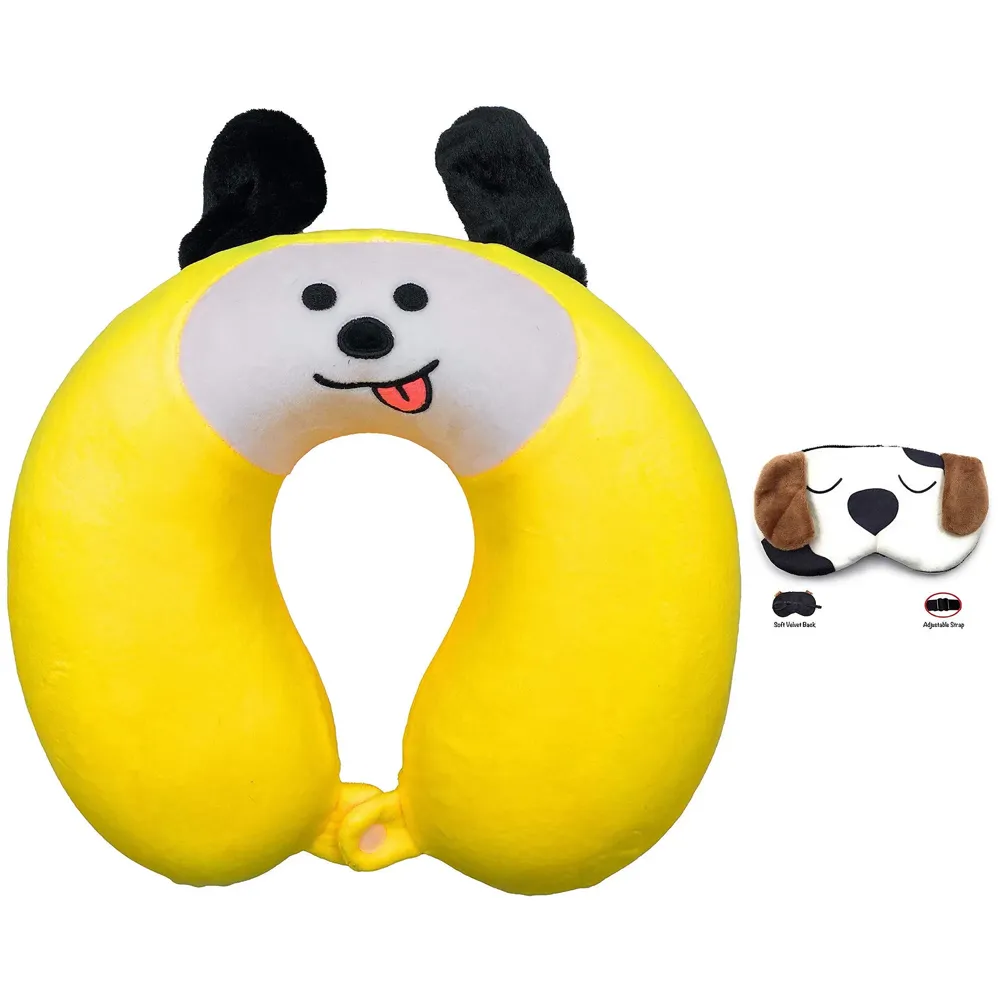 Velvet Neck Pillow (Set of 3) (Yellow_neck pillow)