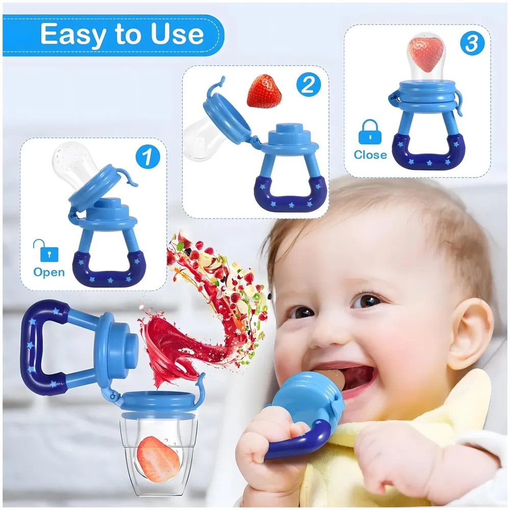 Baby Feeding Set, 12 Pieces, New Born Tableware Set, Fruit Teat, Baby Bowl with Suction Cup, Baby Spoon, Baby Food Dispenser Spoon, Bib Baby, Grinding Bowl for Children Complete Kit Blue