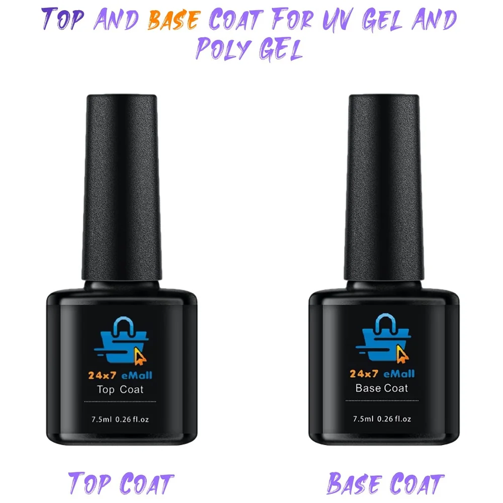 UV Nail Gel Top Coat and Base Coat Set for Gel Polish Manicure