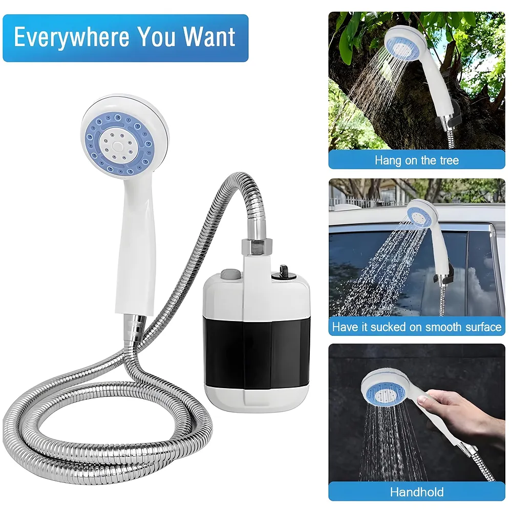 Portable Outdoor Shower Powered Pump Water Saving Hiking Camping
