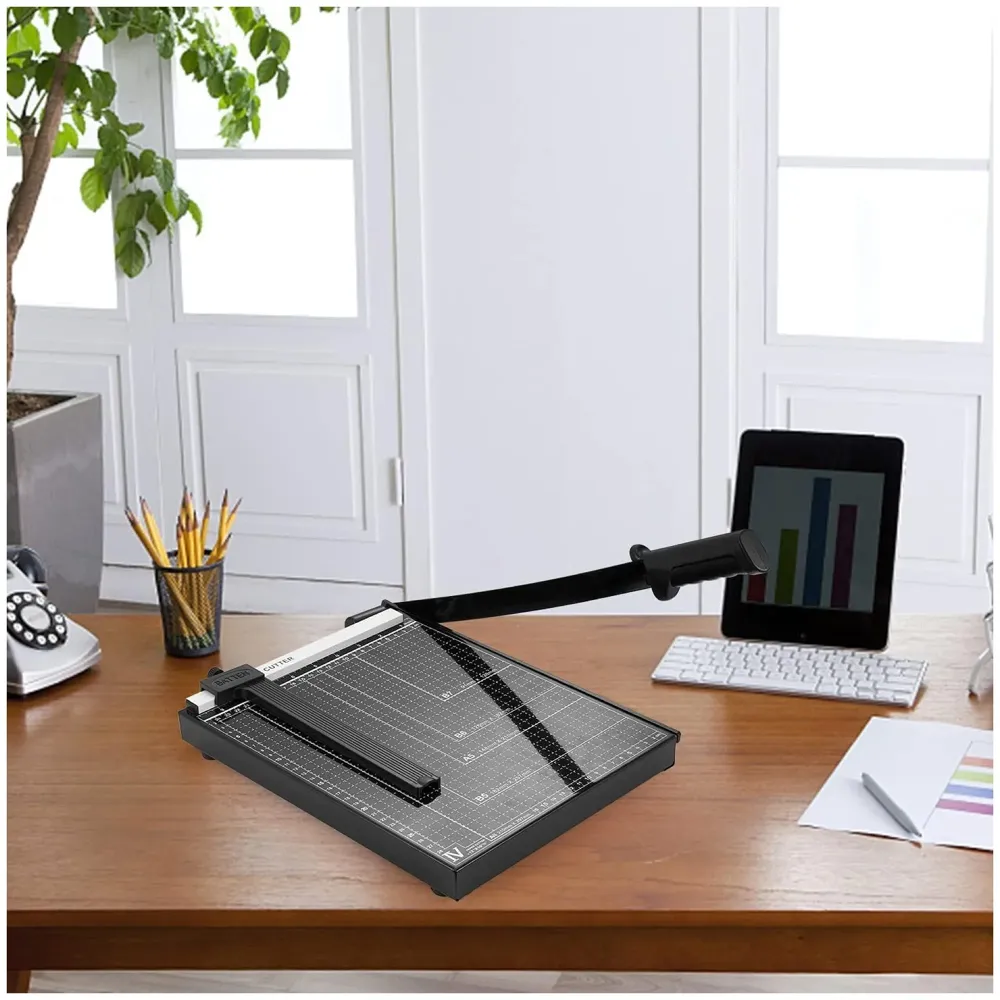 12 Inch A4 Paper Cutter Steel Heavy Duty Professional Paper Cutter Guillotine Paper Trimmer Machine for Office and Home(A4, B5, A5, B6, B7) (Black)