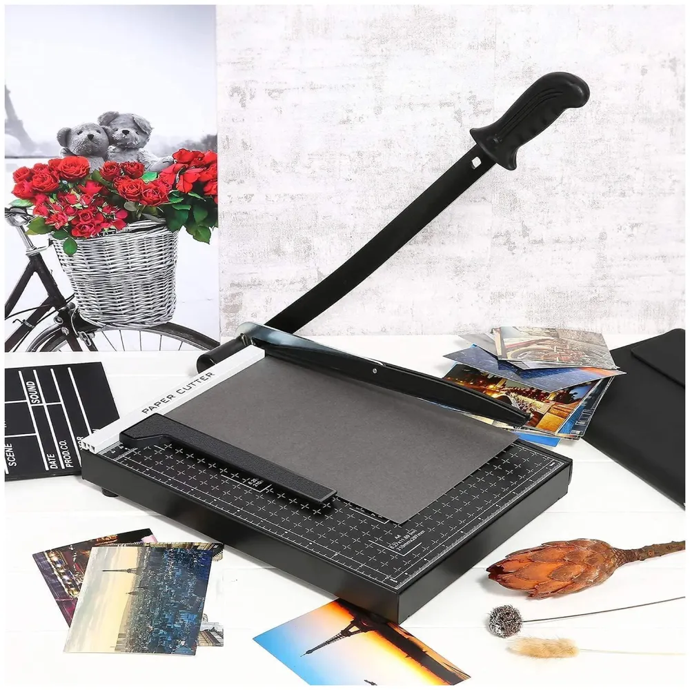 12 Inch A4 Paper Cutter Steel Heavy Duty Professional Paper Cutter Guillotine Paper Trimmer Machine for Office and Home(A4, B5, A5, B6, B7) (Black)