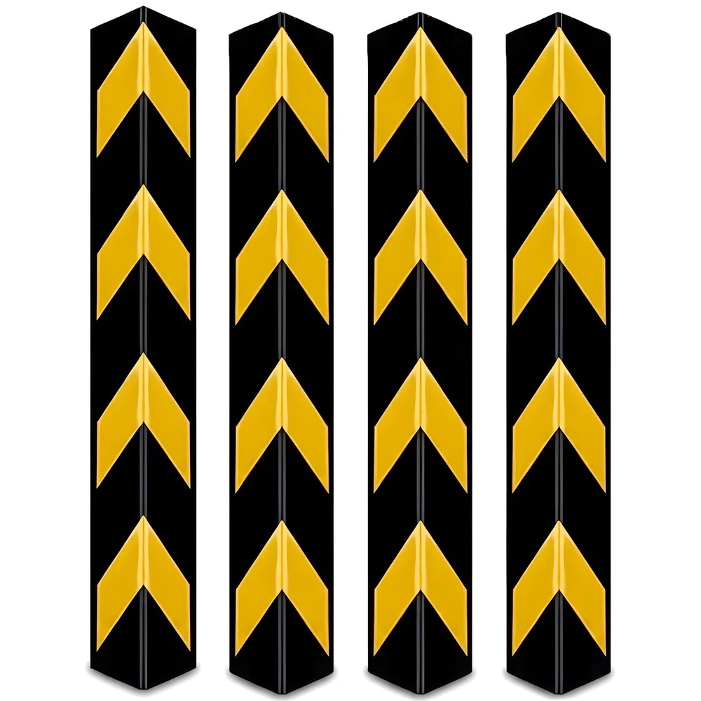 4 Pcs Corner Parking Guard Rubber Durable 800 Mm - Protects Cars From Scratches And Bumps, Heavy-Duty Wall Corner Protector For Garage And Parking Spaces, Easy Installation, High-Visibility