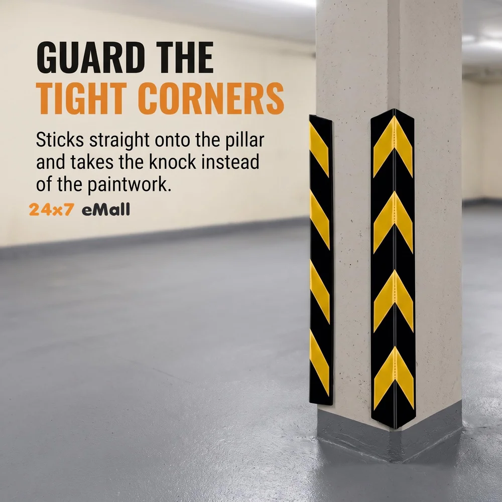 4 Pcs Corner Parking Guard Rubber Durable 800 Mm - Protects Cars From Scratches And Bumps, Heavy-Duty Wall Corner Protector For Garage And Parking Spaces, Easy Installation, High-Visibility