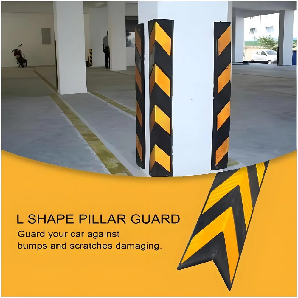 4 Pcs Corner Parking Guard Rubber Durable 800 Mm - Protects Cars From Scratches And Bumps, Heavy-Duty Wall Corner Protector For Garage And Parking Spaces, Easy Installation, High-Visibility