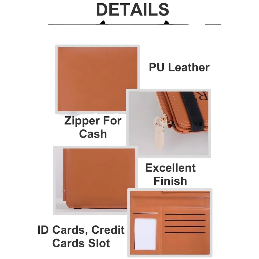 Passport Cover Case with Zip, 2 Passport Slots, 4 Credit Card, Boarding Pass, 2 Sim Slots, 1 Zip Money Slot Oragniser Pouch for Travel, Pocket Size - 17 Cm x 11 Cm PU Leather - Brown