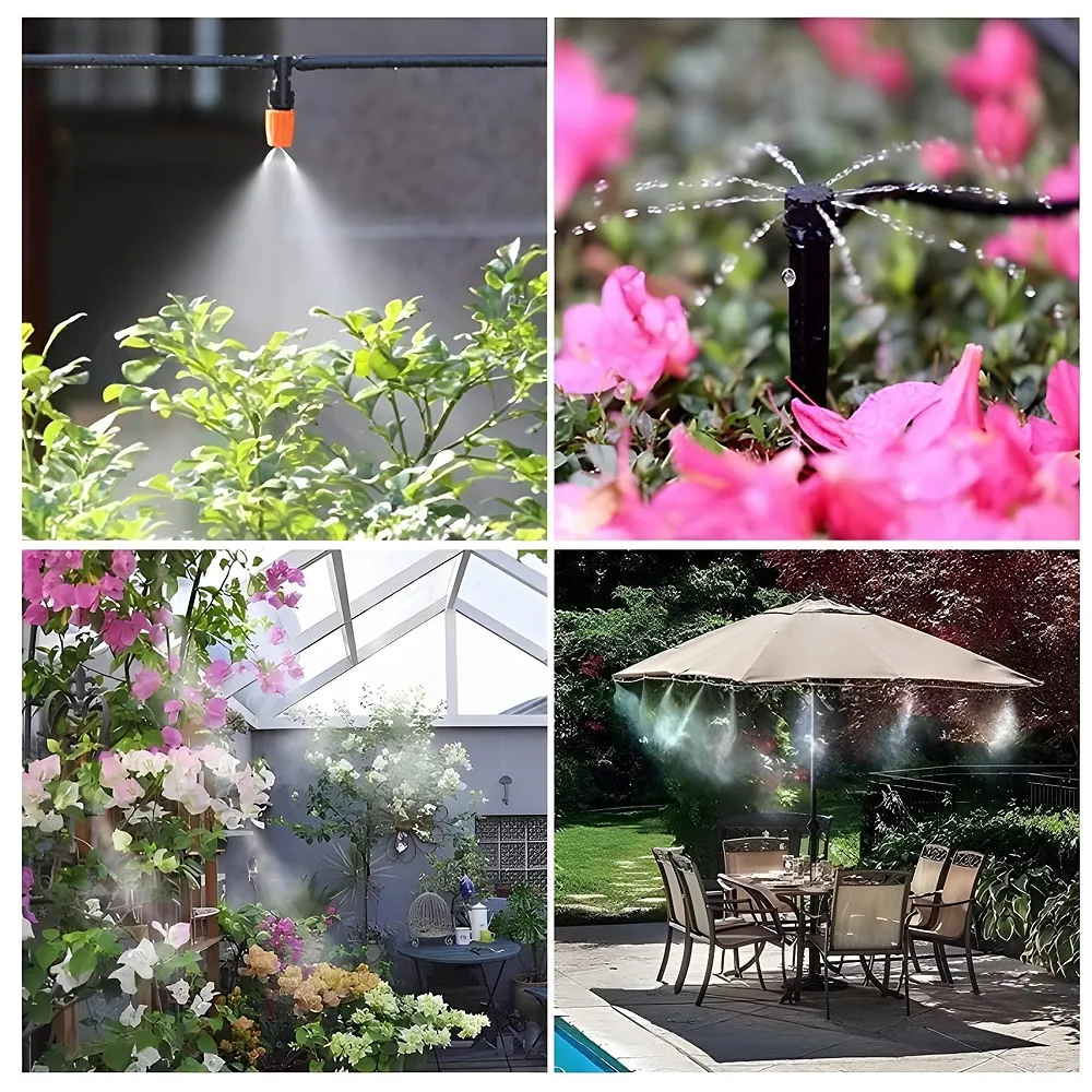 Garden Mist Cooling Kit 30ft Hose 10 Nozzles for Patio Porch DIY