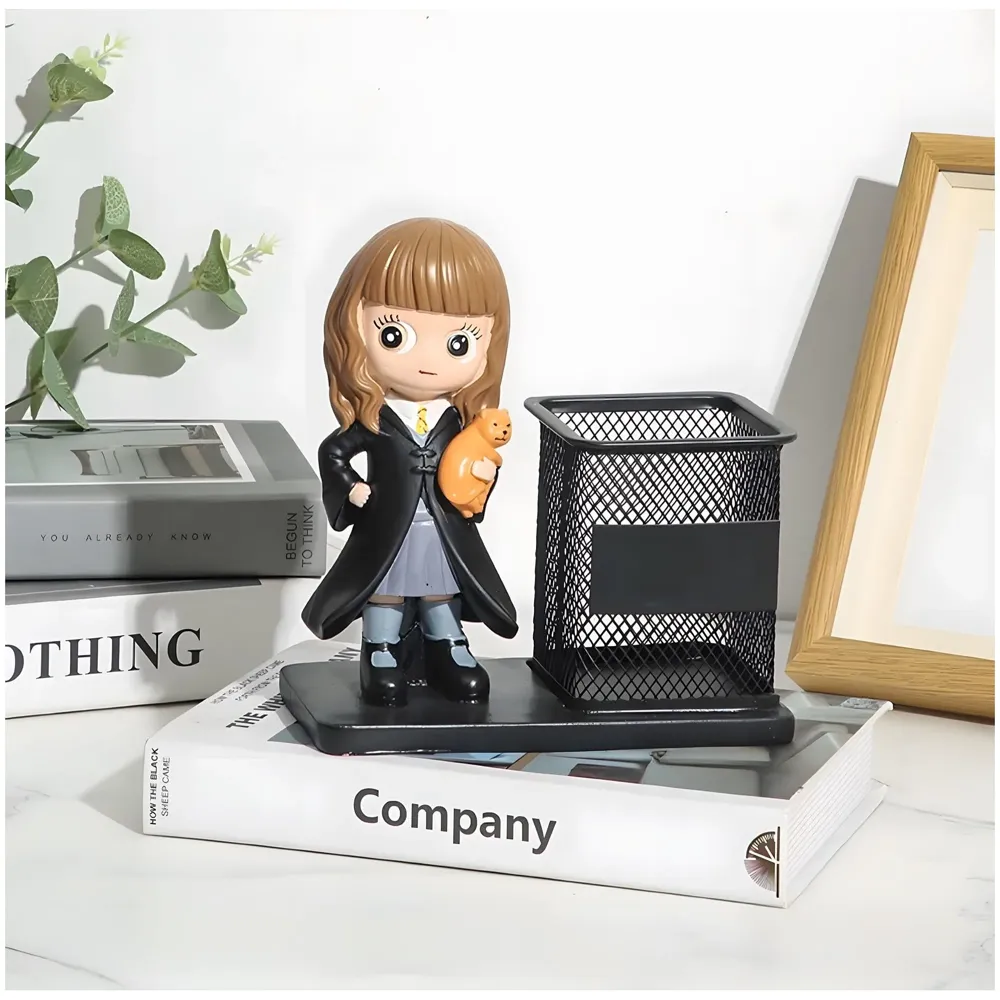 Wizard Pen stand For Wizards And Witches Desk Pen Holder Mesh Decoration For Home And Office Study Work Black – 17.5 x 16.5 x 8.5 Cm (Girl)