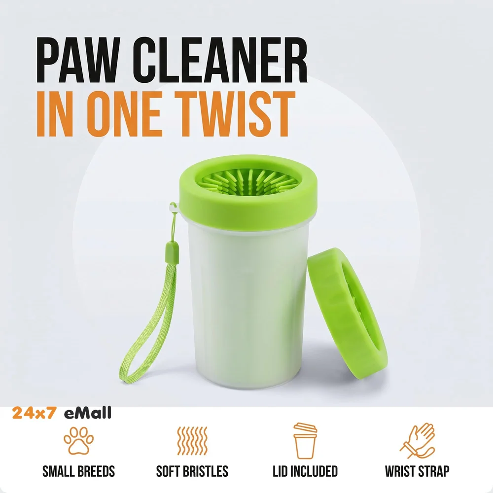 Small Breeds Portable Durable Cleaning Cup with Silicone Bristles Pet Paw Cleaner, 1 Piece