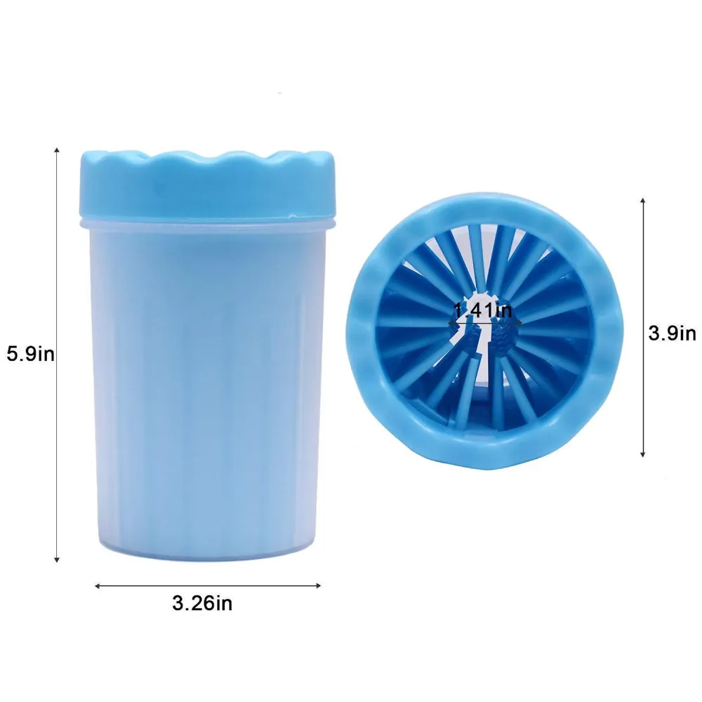 Portable Pet Paw Cleaner/Washer, Durable Cleaning Cup With Silicone Bristles, Quickly Scrub and Wash Muddy Dirty Paws and Feet, Small to Medium Large Dog Breeds (Large Breeds Blue)