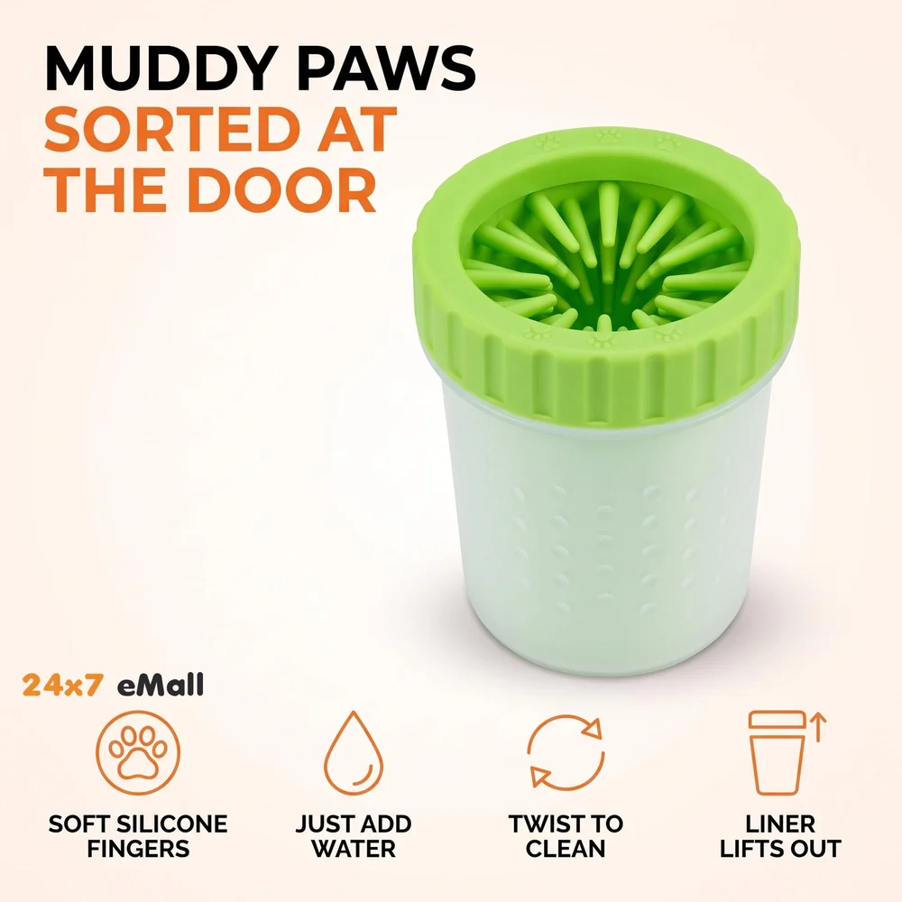 Portable Pet Paw Cleaner/Washer, Durable Cleaning Cup with Silicone Bristles, Quickly Scrub and Wash Muddy Dirty Paws and Feet, Small to Medium Large Dog Breeds