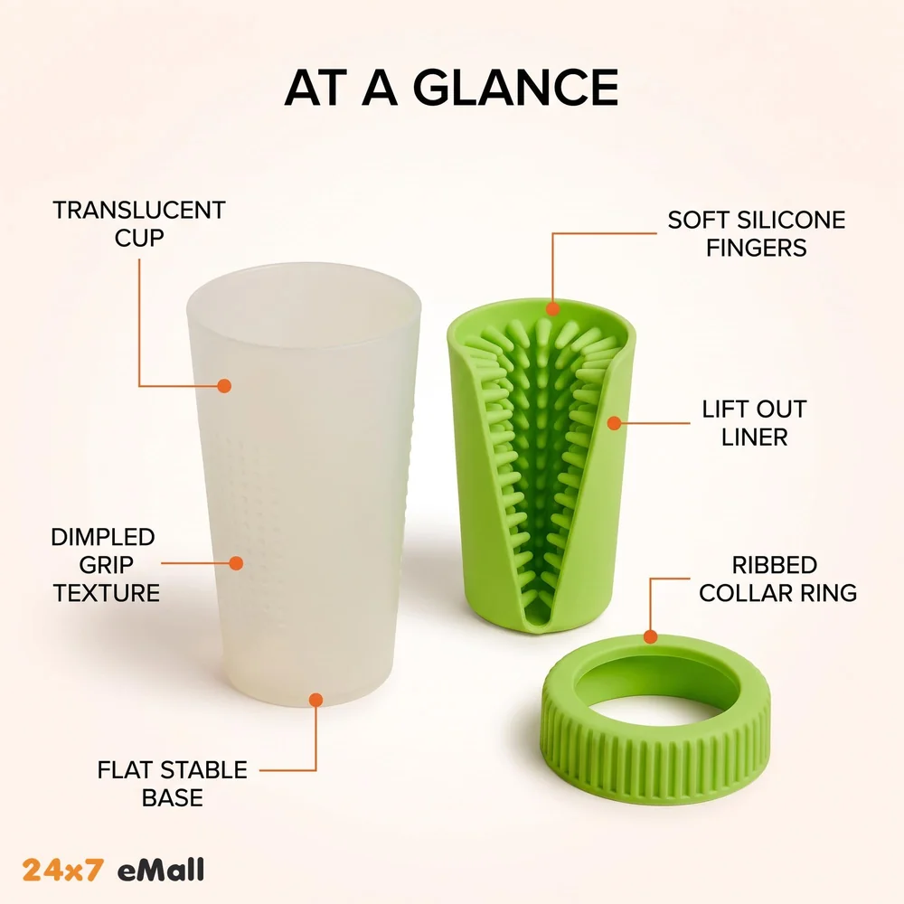Portable Pet Paw Cleaner/Washer, Durable Cleaning Cup with Silicone Bristles, Quickly Scrub and Wash Muddy Dirty Paws and Feet, Small to Medium Large Dog Breeds