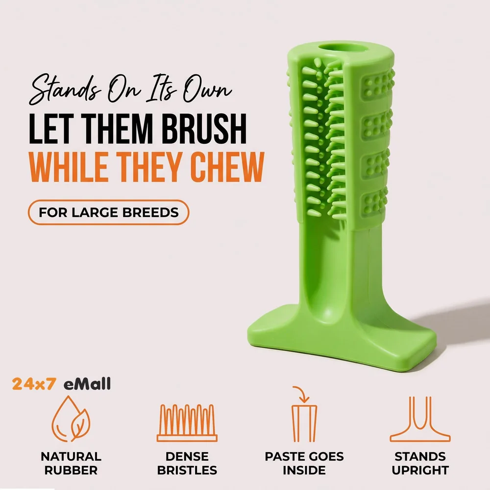 Dog Toothbrush Stick-Puppy Dental Care Brushing Stick Effective Doggy Teeth Cleaning Massager Nontoxic Natural Rubber Bite Resistant Chew Toys for Dogs Pets (Large breeds)