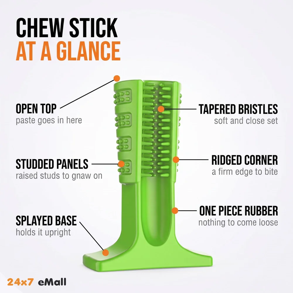 Dog Toothbrush Stick-Puppy Dental Care Brushing Stick Effective Doggy Teeth Cleaning Massager Nontoxic Natural Rubber Bite Resistant Chew Toys for Dogs Pets (Large breeds)