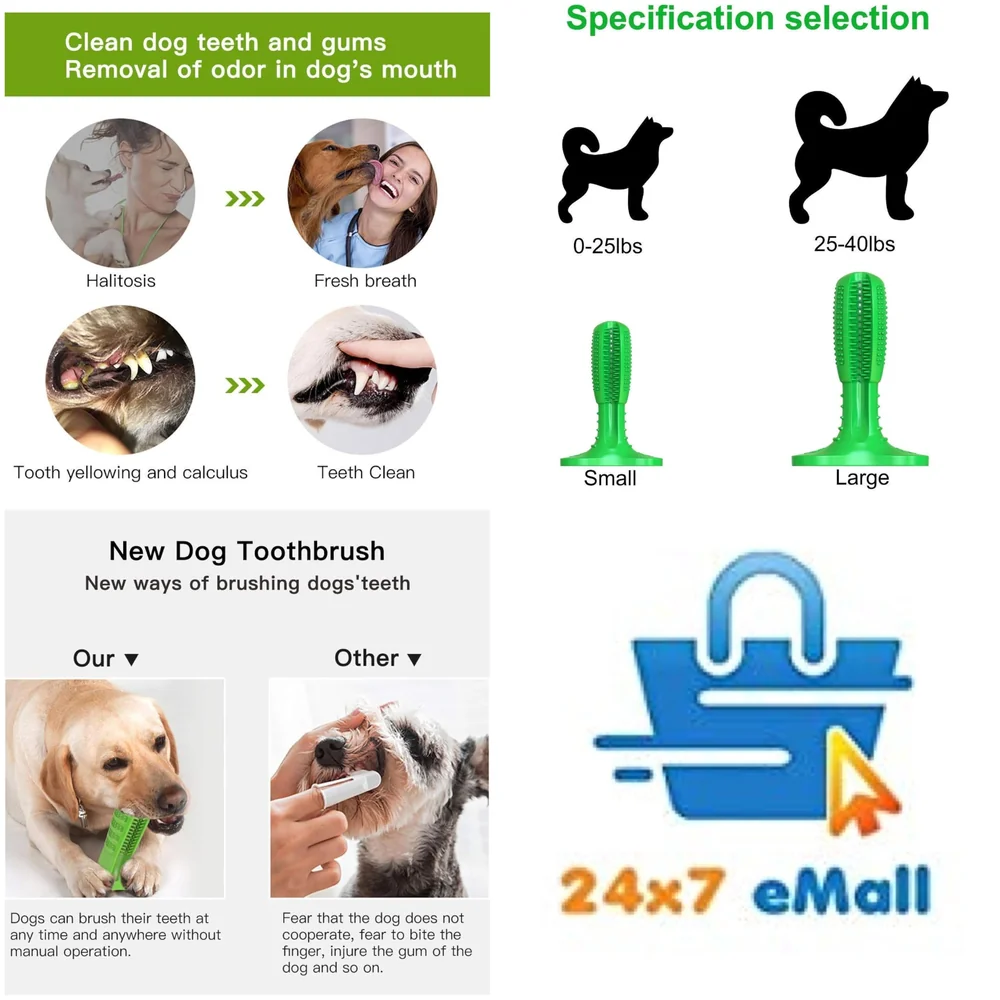 Dog Toothbrush Stick-Puppy Dental Care Brushing Stick Effective Doggy Teeth Cleaning Massager Nontoxic Natural Rubber Bite Resistant Chew Toys for Dogs Pets (Large breeds)