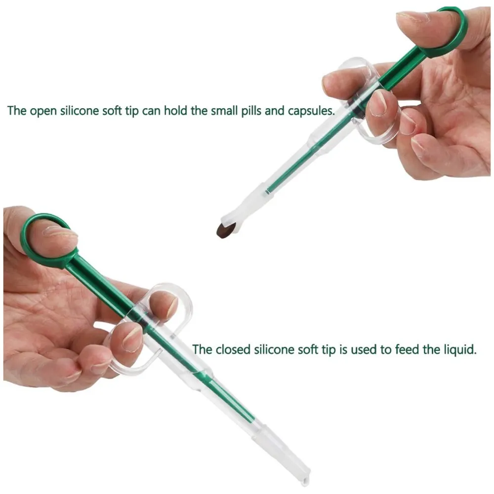 Pet Pill Dispenser, Pet Pill Tablet Shooter with Soft Silicone Tip, Medicine Feeding Dispenser Pill Pusher Water Dropper Feeding Kit for Dogs Cats Small Animals (Green)
