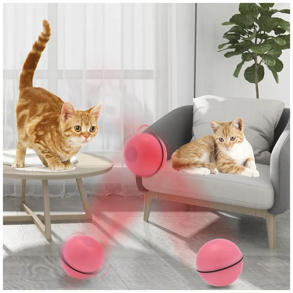 Automatic Ball Self Rotating Ball Pet Toy Ball for Dogs, Cats, Kittens for Fun & Exercise, Battery Powered.
