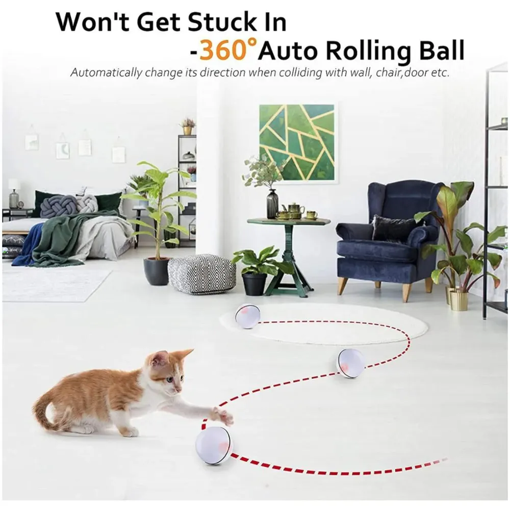 Smart Automatic 360 Self-Rotating Pet Toy Ball for Dogs, Cats, Kittens for Fun & Exercise, Battery Powered. (Blue)