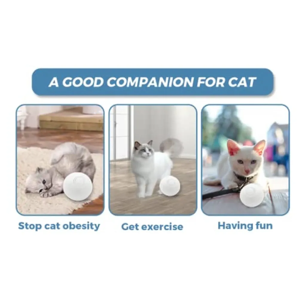 Smart Automatic 360 Self-Rotating Pet Toy Ball for Dogs, Cats, Kittens for Fun & Exercise, Battery Powered. (Blue)