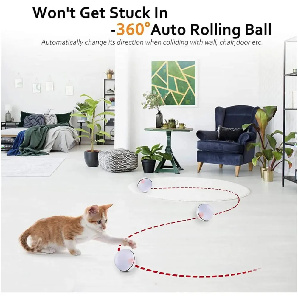 Smart Automatic 360 Self-Rotating Pet Toy Ball for Dogs, Cats, Kittens for Fun & Exercise, Battery Powered. (Pink)