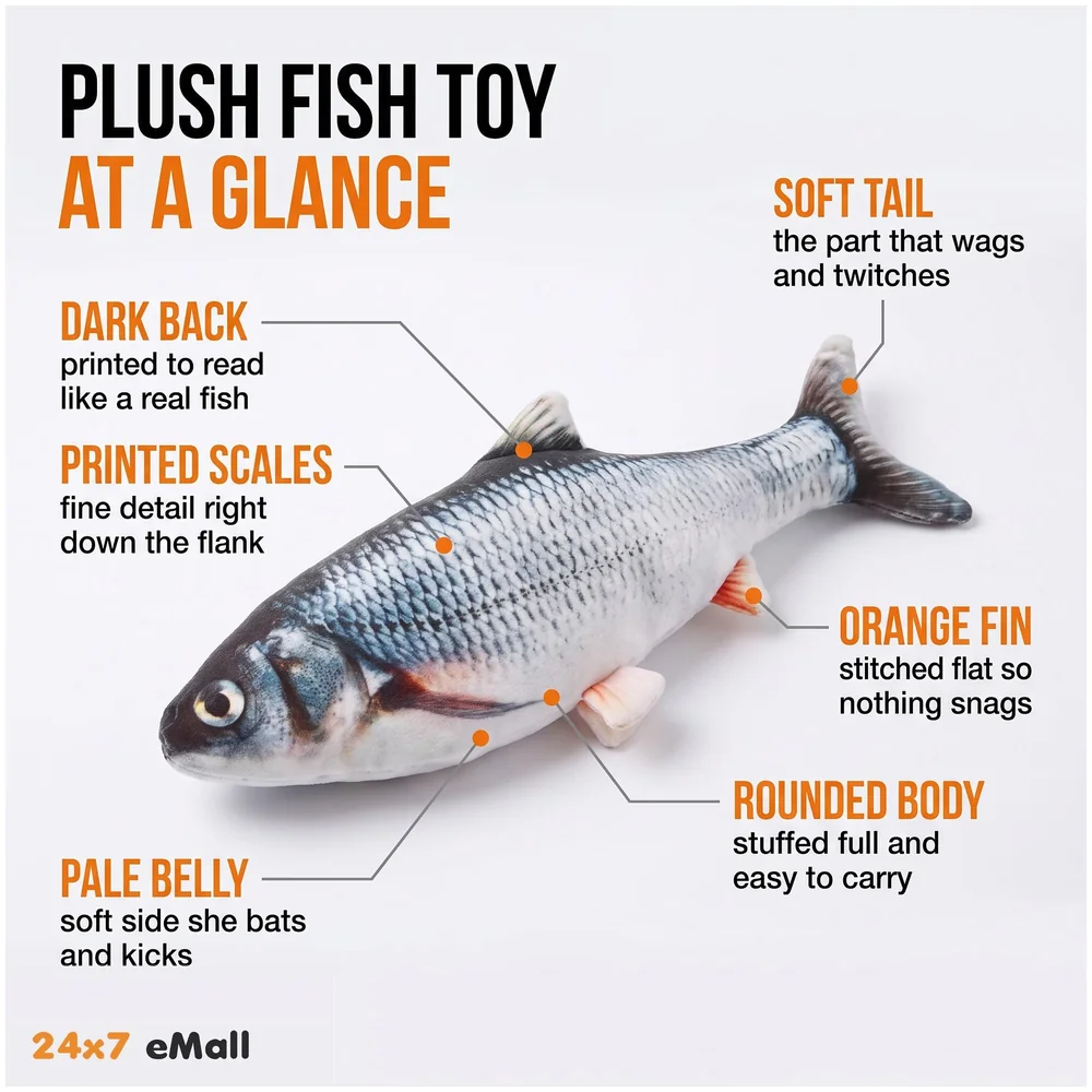 2-Piece Electric Jumping Fish Cat Toy – Interactive Wagging Tail Plush for Indoor Cats and Kittens – USB Rechargeable Flopping Fish Premium