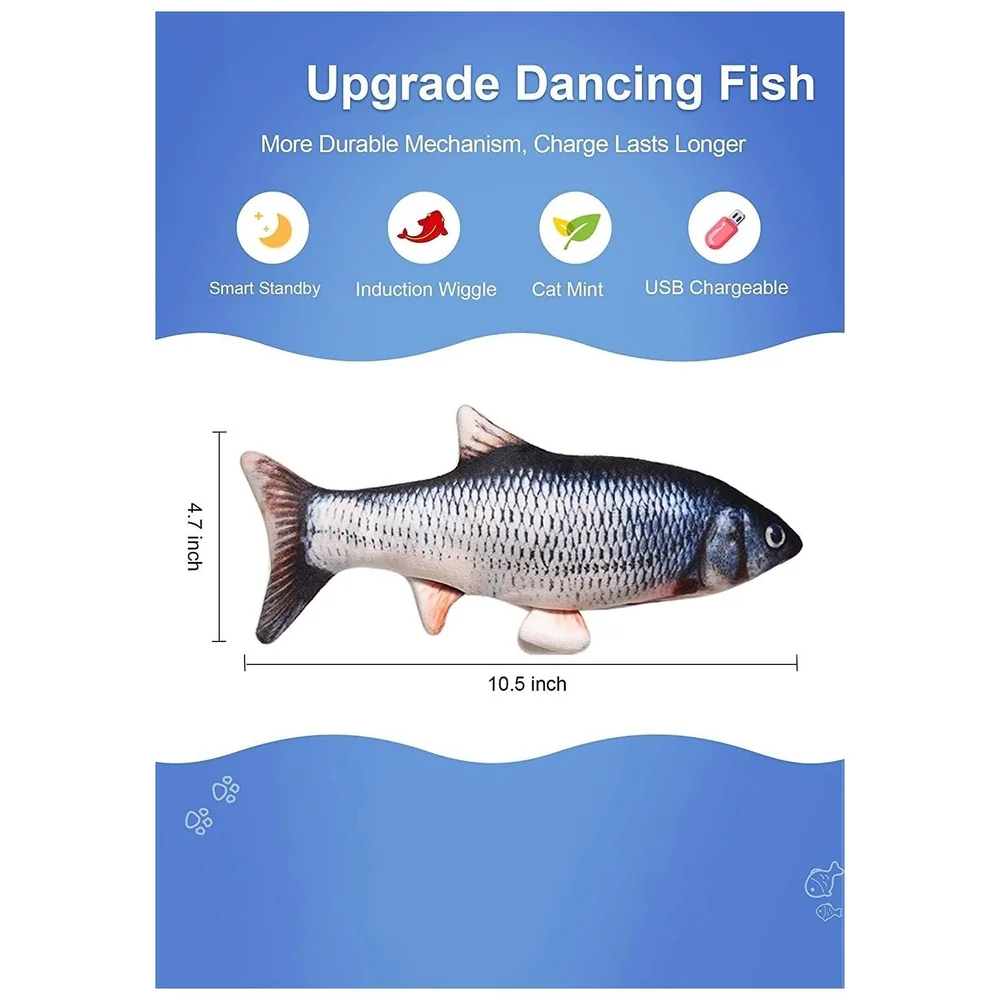 2-Piece Electric Jumping Fish Cat Toy – Interactive Wagging Tail Plush for Indoor Cats and Kittens – USB Rechargeable Flopping Fish Premium