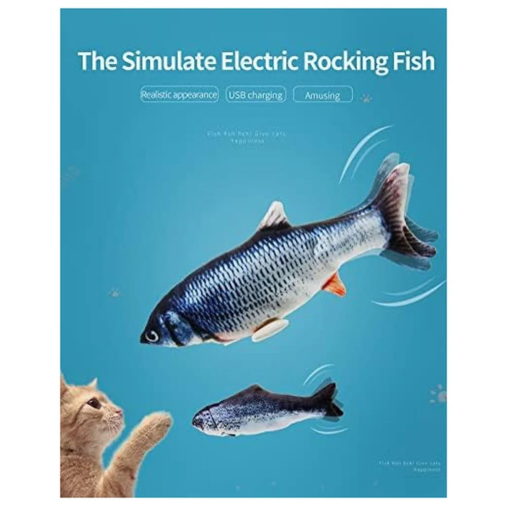 2-Piece Electric Jumping Fish Cat Toy – Interactive Wagging Tail Plush for Indoor Cats and Kittens – USB Rechargeable Flopping Fish Premium