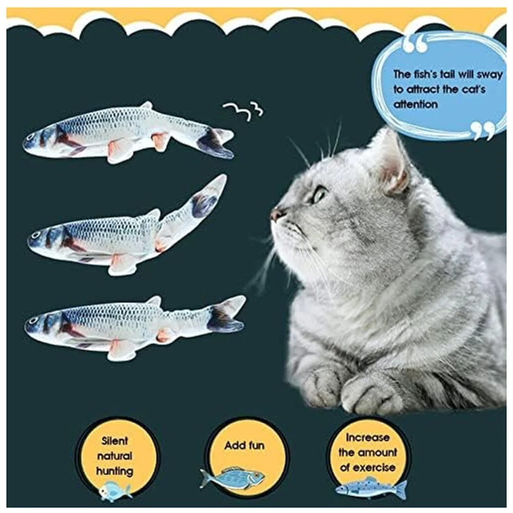 2-Piece Electric Jumping Fish Cat Toy – Interactive Wagging Tail Plush for Indoor Cats and Kittens – USB Rechargeable Flopping Fish Premium