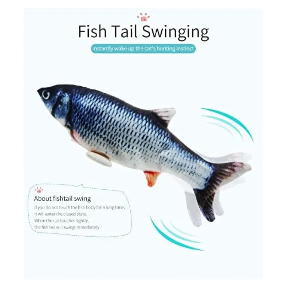 2-Piece Electric Jumping Fish Cat Toy – Interactive Wagging Tail Plush for Indoor Cats and Kittens – USB Rechargeable Flopping Fish