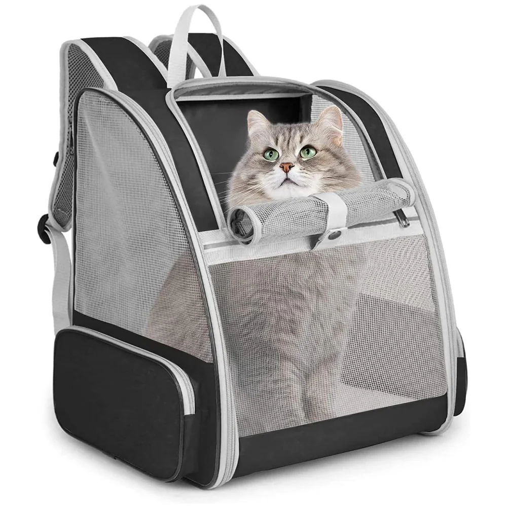 Pet Carrier Backpack Ventilated Mesh Black 7 Kg for Dogs Cats