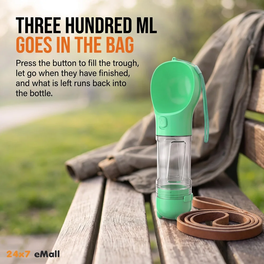 Leak-Free, Portable Water Bottles for Dogs Water Dispenser with Feeding and Drinking Features for Dogs Lightweight Canine Pet Water Dispenser for Travel and Walking, 300ml