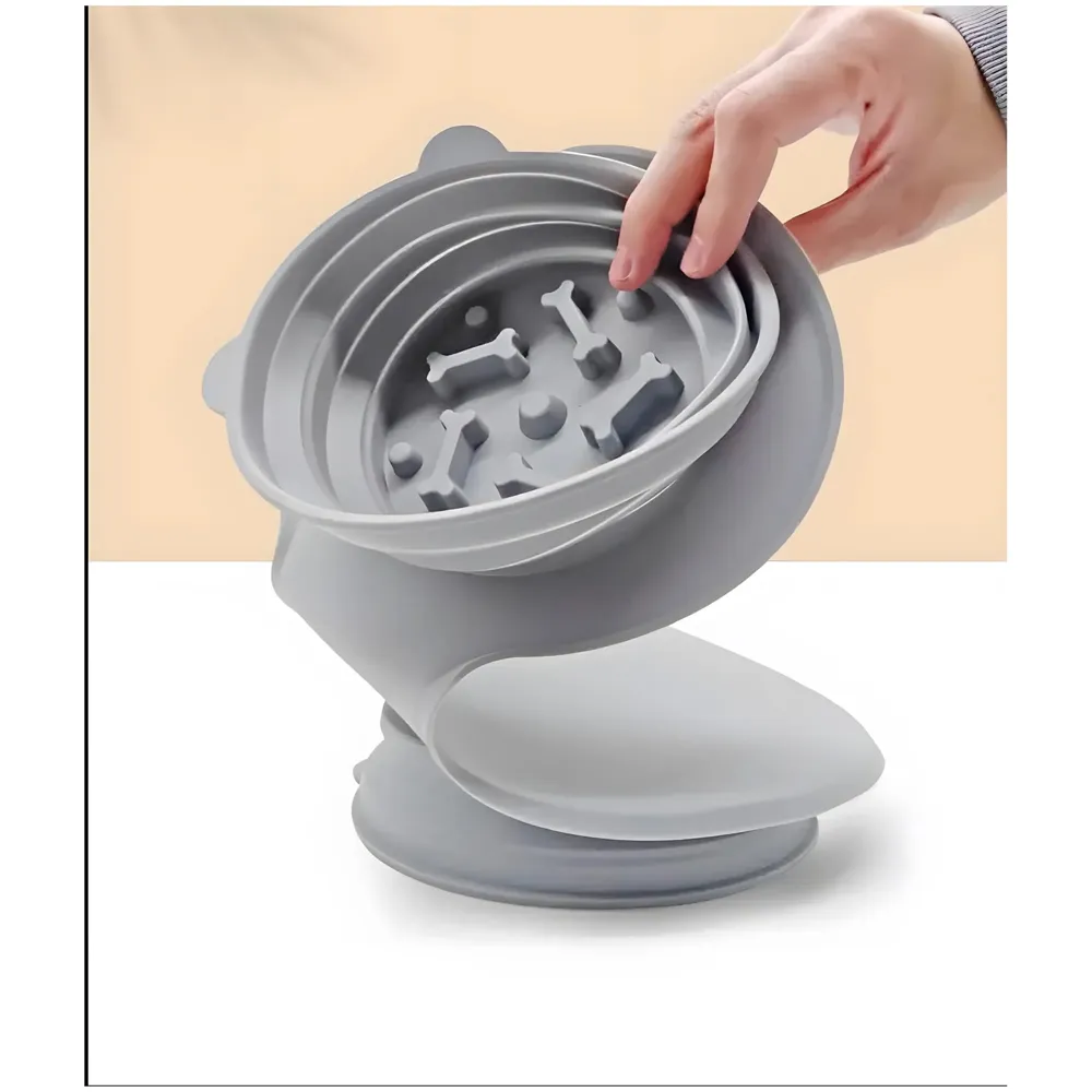 Foldable Collapsible Pet Bowl Dog Water and Food Bowl No Spill No-Slip Pet Water Dispenser 1.5L Slow Drinking Bowl for Dogs and Cats Silicone - 36cm x 5.5cm