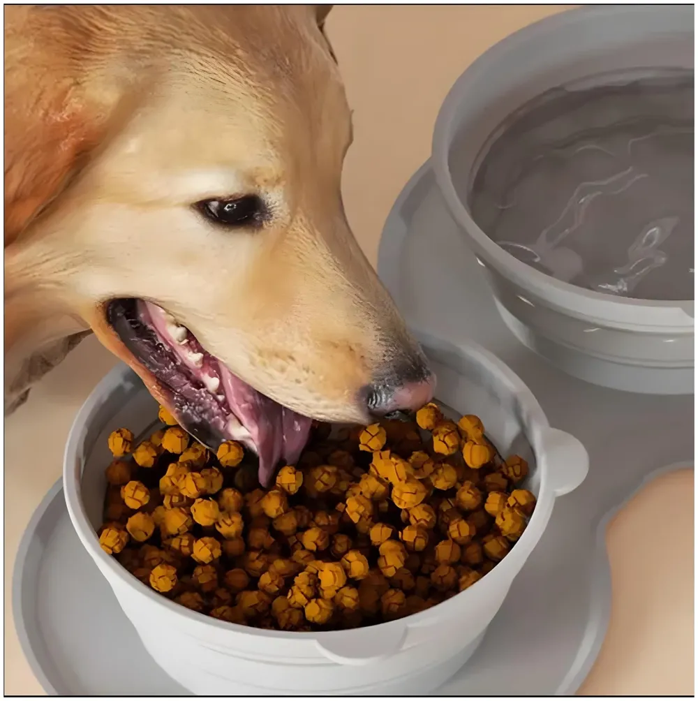 Foldable Collapsible Pet Bowl Dog Water and Food Bowl No Spill No-Slip Pet Water Dispenser 1.5L Slow Drinking Bowl for Dogs and Cats Silicone - 36cm x 5.5cm