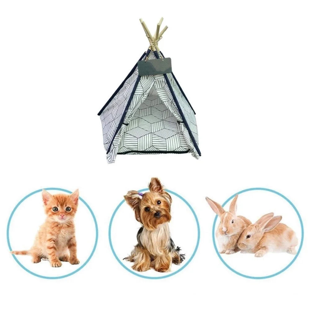 Pet Tent House Canopy 60 x 50 cm Cotton Canvas with Cushion Bed
