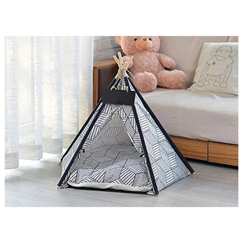 Pet Tent House Canopy 60 x 50 cm Cotton Canvas with Cushion Bed