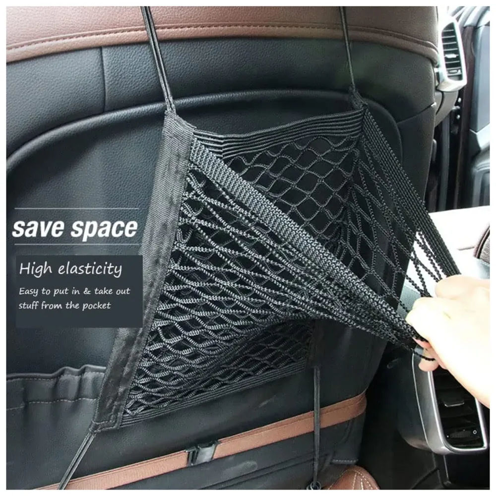 Dog Car Net Barrier Pet Barrier with Auto Safety Mesh Organizer | Baby Stretchable Storage Bag Universal for Cars, SUVs -Easy Install, Car Divider for Driving Safely with Children & Pets
