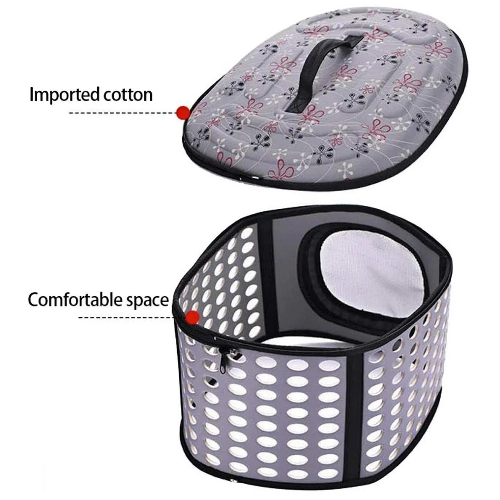 Portable Breathable EVA Car Soft Fabric Pet Carrier Folding Outdoor Storage Puppy Travel Transport Bag Pack for Dog Cat 43 x 38 x 30 cm (Charcoal)