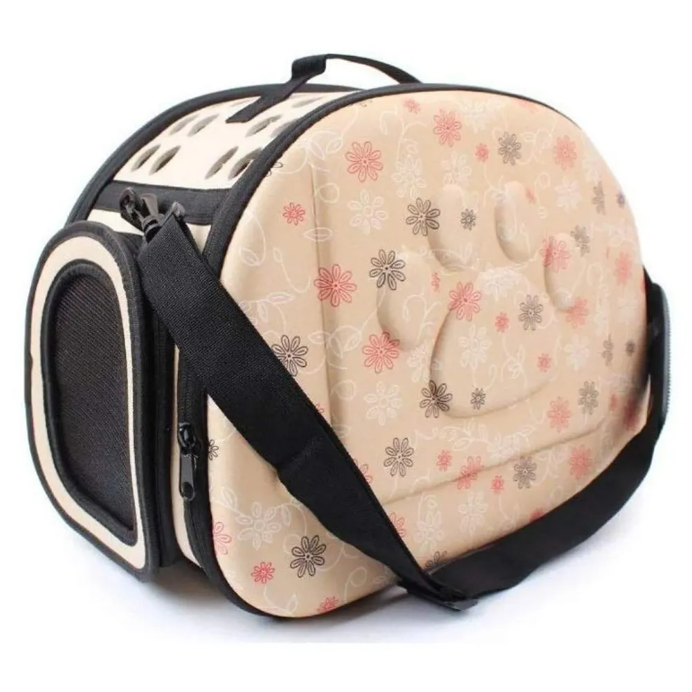 Pet Carrier, Hard Cover Portable Tote Soft Breathable Comfort Transport Shoulder Bag for Small cat Dog – 42 x 26 x 32cm (Beige)
