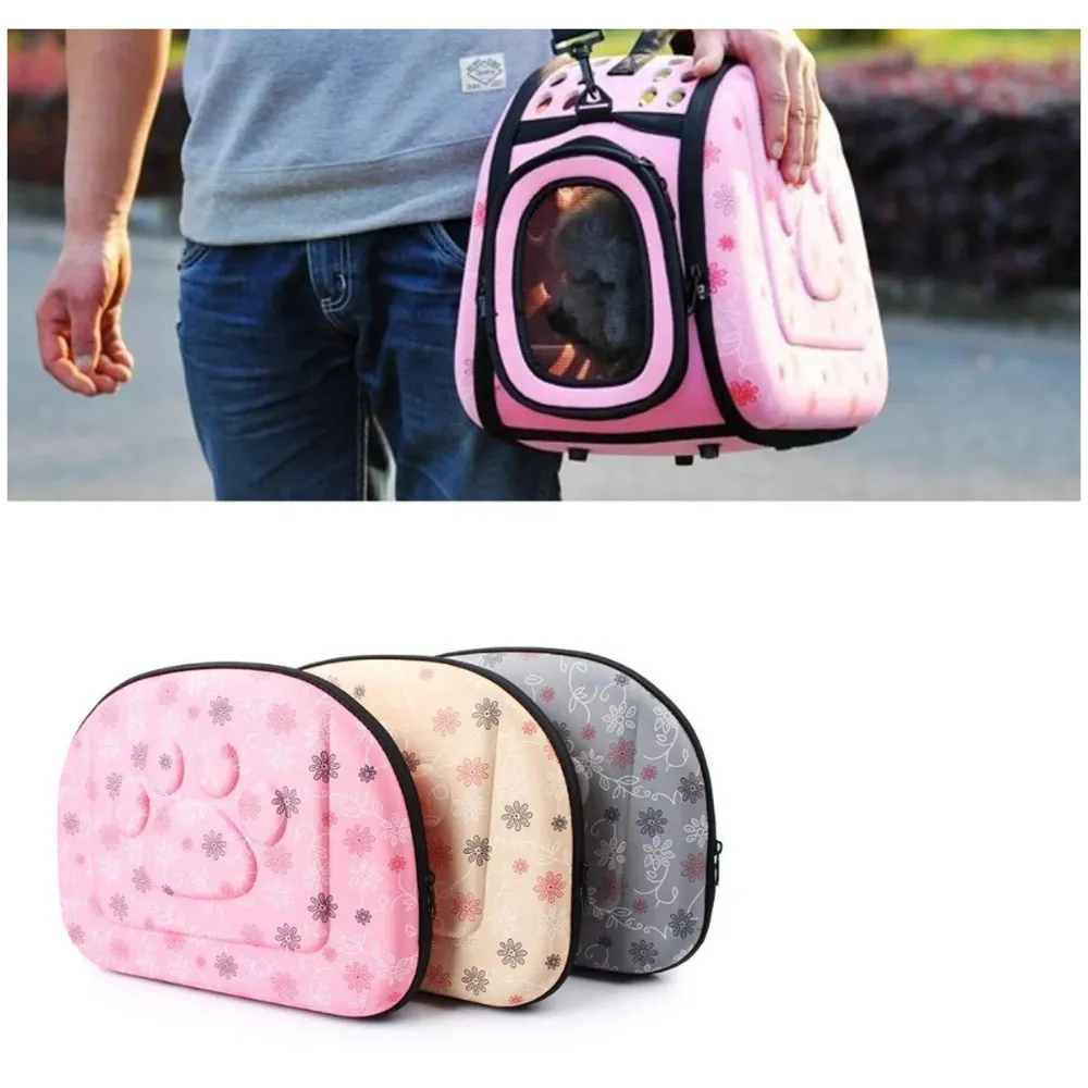 Pet Carrier, Hard Cover Portable Tote Soft Breathable Comfort Transport Shoulder Bag for Small cat Dog – 42 x 26 x 32cm (Beige)