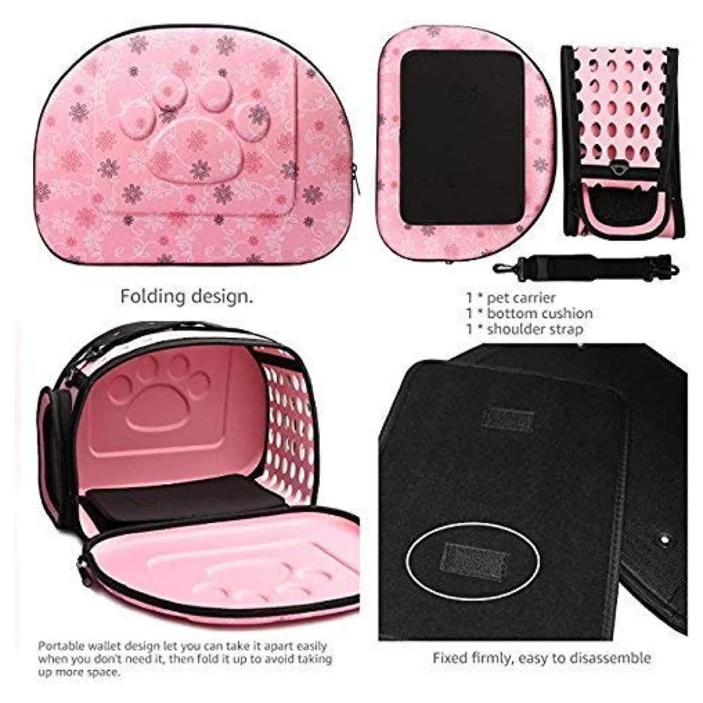 Pet Carrier, Hard Cover Portable Tote Soft Breathable Comfort Transport Shoulder Bag for Small cat Dog – 42 x 26 x 32cm (Pink)