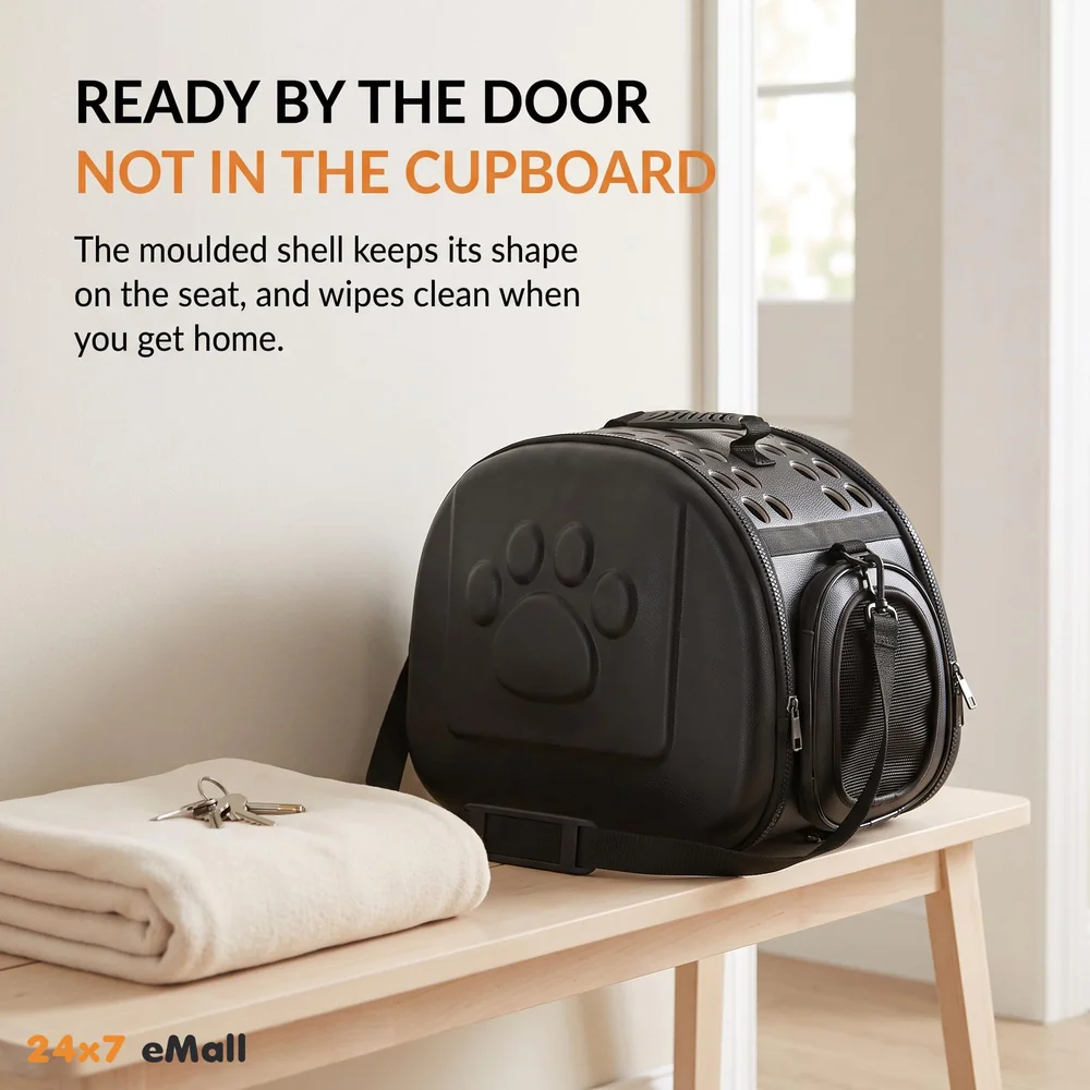 Pet Carrier, Solid Colours Hard Cover Portable Tote Soft Breathable Comfort Transport Shoulder Bag for Small cat Dog – 42 x 26 x 32cm (Black)