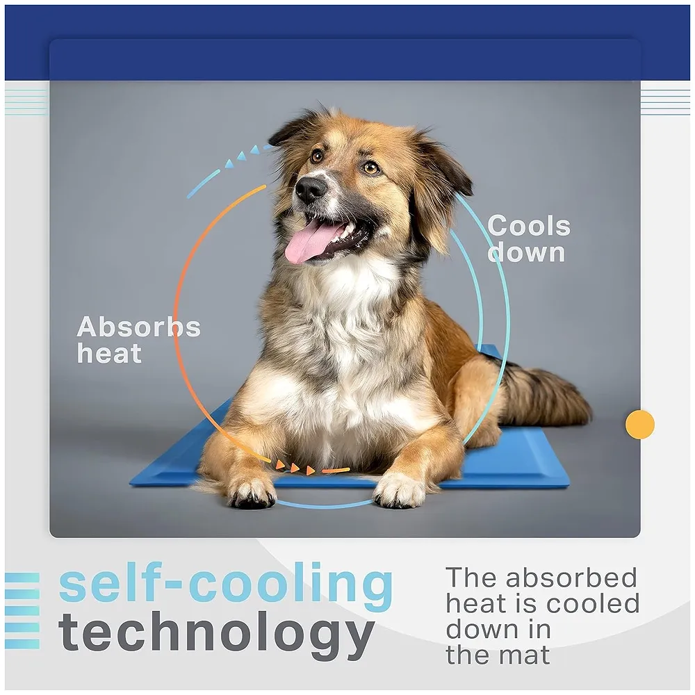Dog Cooling Mat 90 x 50 cm Pressure Activated Self Cooling Gel