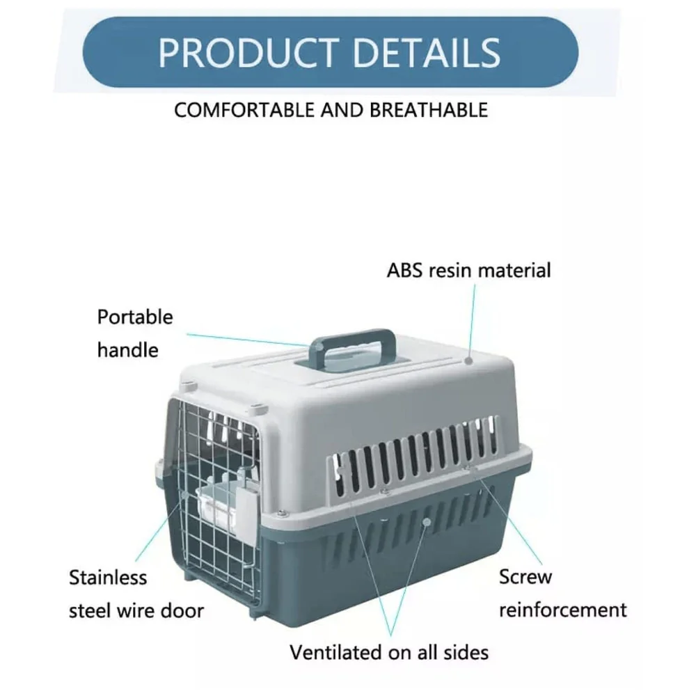24 Inch Pet Travel Carrier Dog Cat Crate Plastic Handle Hinged Door Folding Collapsible Kennel Transport Box Crate Pet Cage (Big - 24 x 14.5 x 14.5 inch)