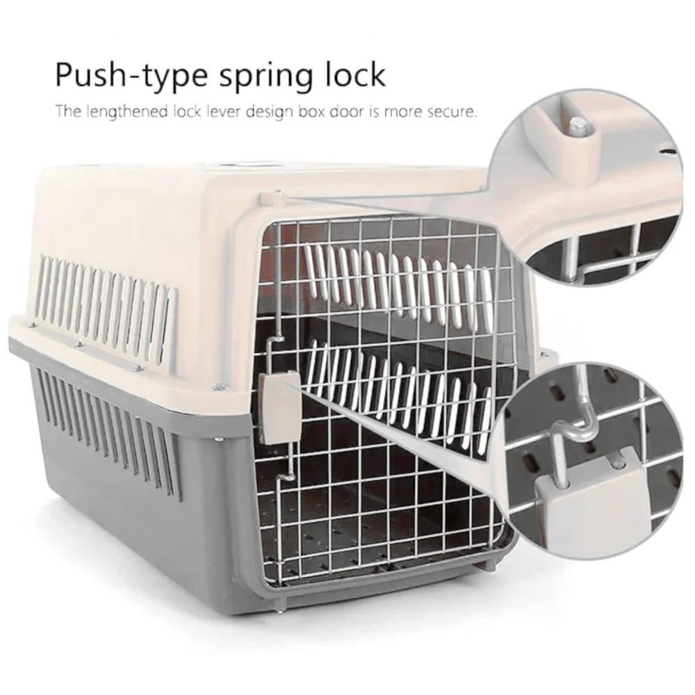 24 Inch Pet Travel Carrier Dog Cat Crate Plastic Handle Hinged Door Folding Collapsible Kennel Transport Box Crate Pet Cage (Big - 24 x 14.5 x 14.5 inch)