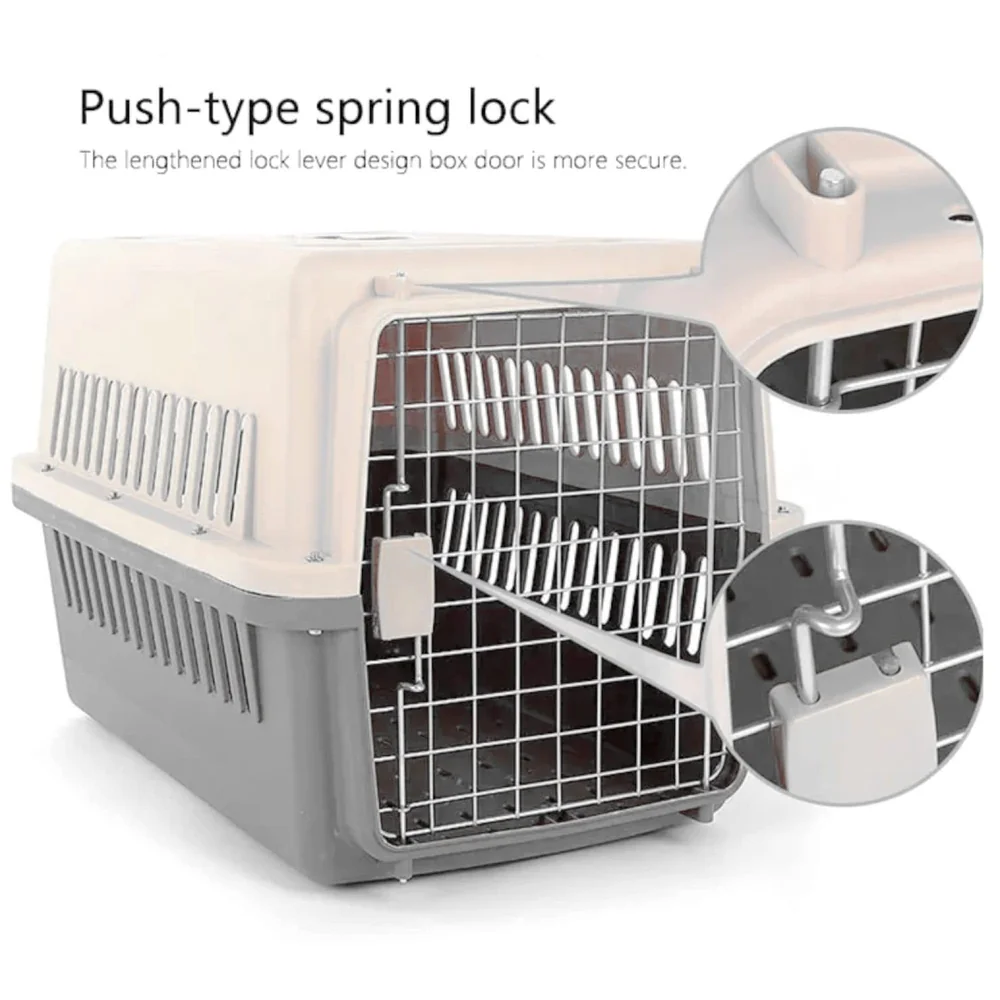 19 Inch Pet Travel Carrier Dog Cat Crate Plastic Handle Hinged Door Folding Collapsible Kennel Transport Box Crate Pet Cage (Regular - 19.5 x 13 x 12.5 Inch)