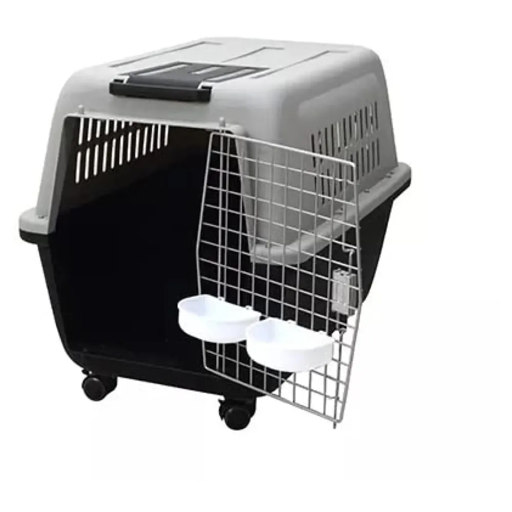 40 Inch Pet Travel Carrier Dog Cat Large with Wheels Crate Plastic Folding Collapsible Kennel Transport Box Pet Cage 40 x 29 x27 Inch